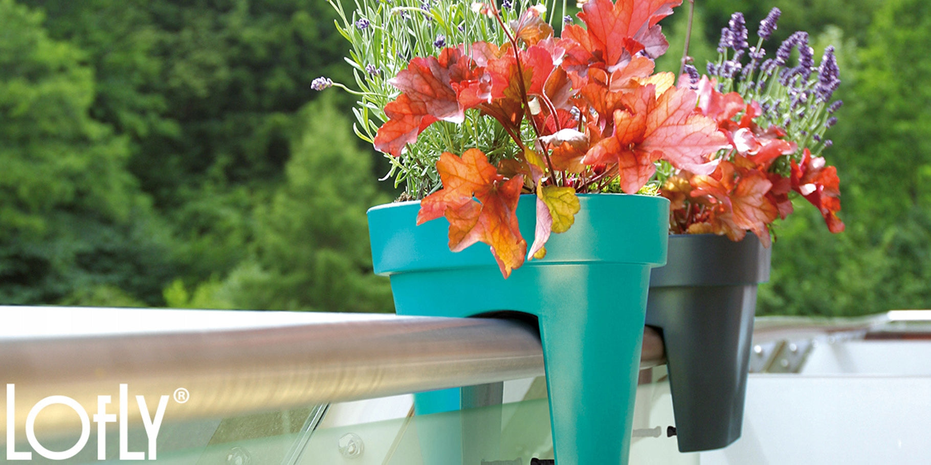 Flower pot DLOFR400 Lofly railing Anthracite Brand Prosperplast