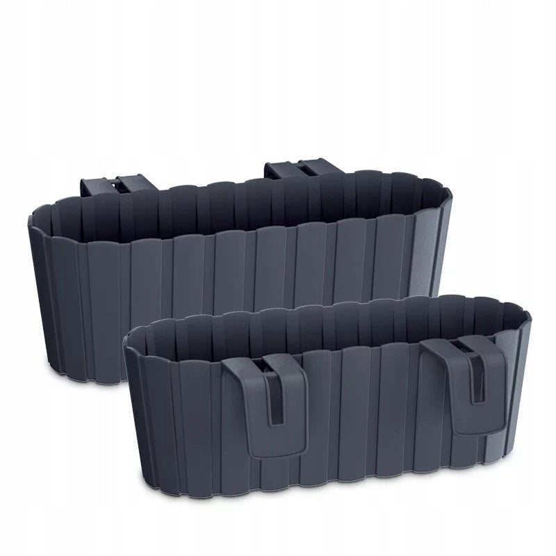Flower pot OVAL BALCONY FOR RAILING HOOKS anthracite BOX Packaging status original