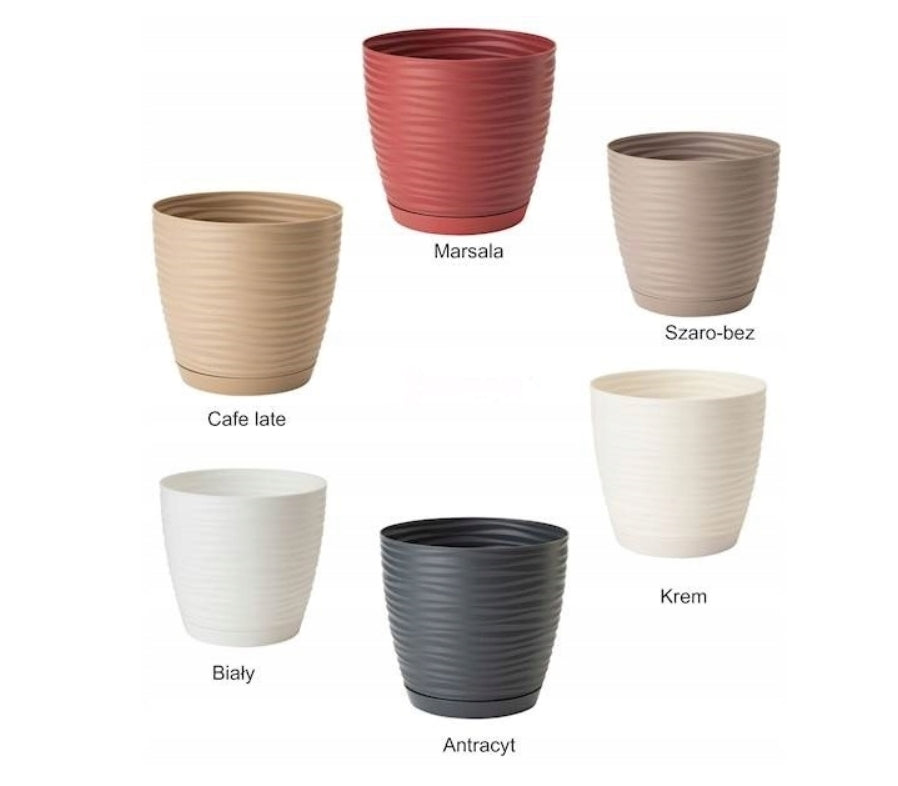 Flower pot Sahara 19 Wave with stand fi 19 cm h 17,3 cm White Material synthetic material