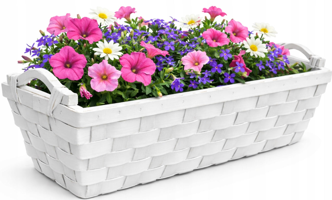 Flower pot WHITE flower box balcony window sill wooden TERRACE