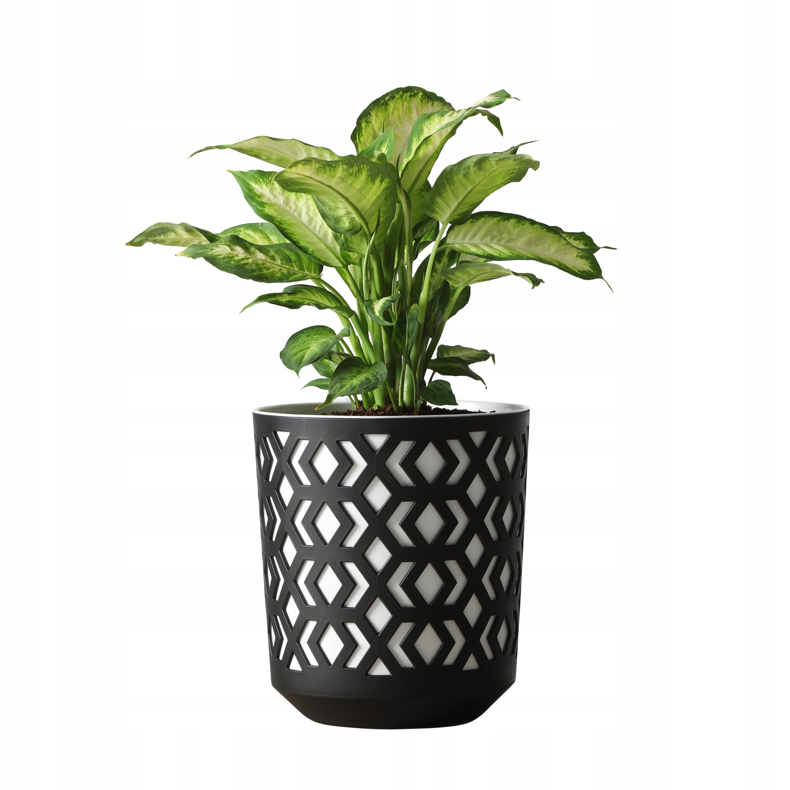 Flower pot for living room Lamela AZTEK d. 19,5cm col. BLACK + WHITE
