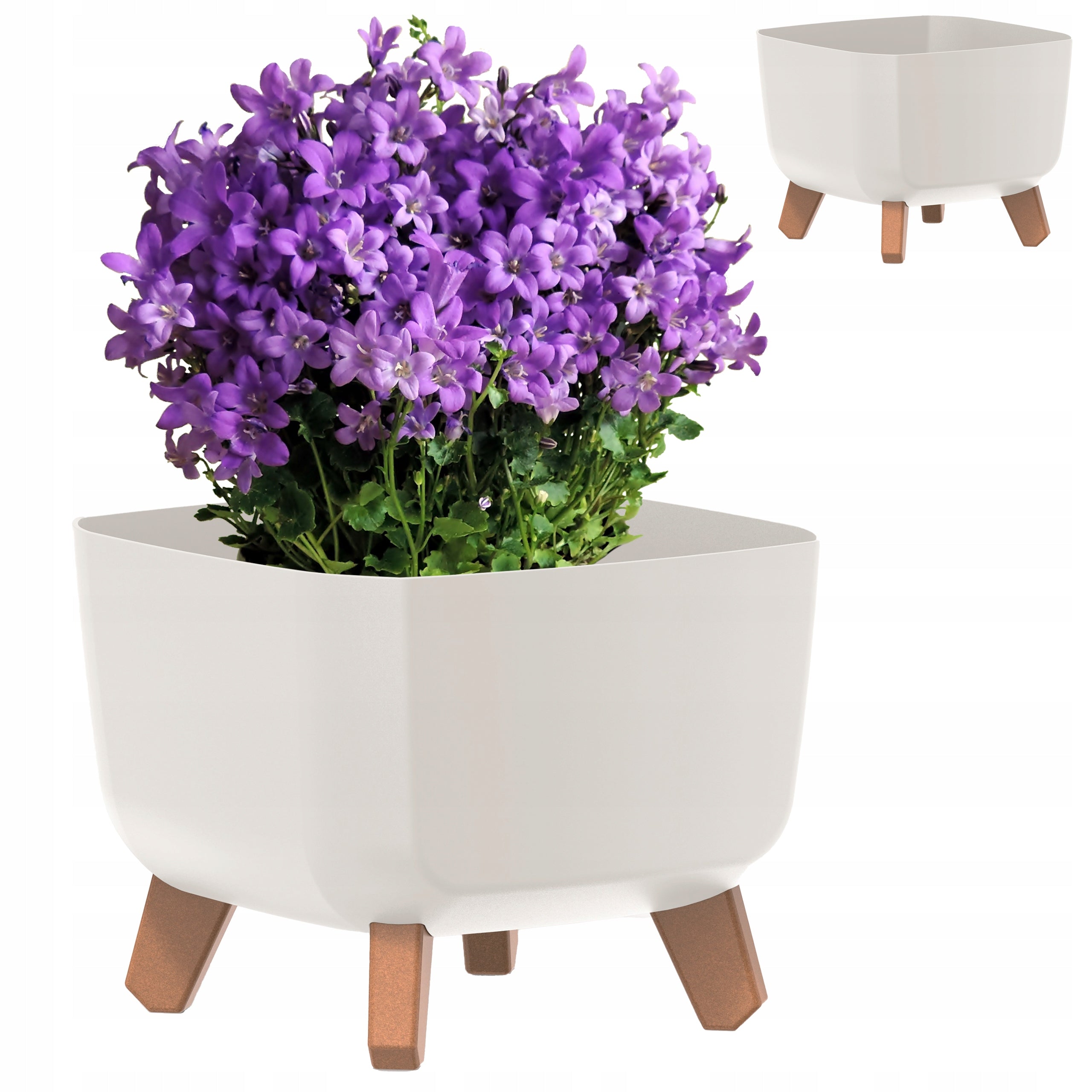 Flower pot on legs PLANTER BOX for flowers WHITE HYDRATION system