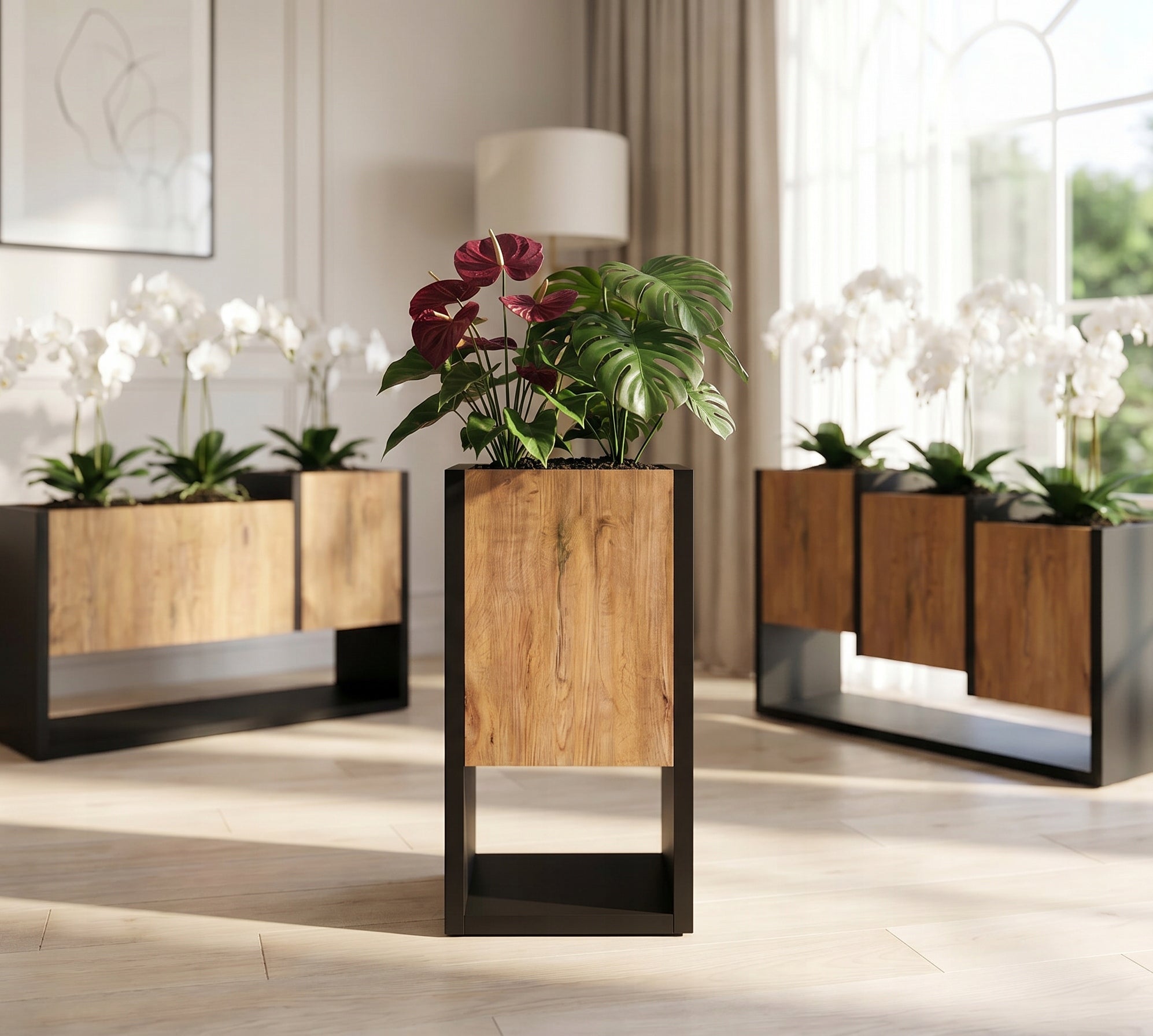 Flowerbed Standing Wooden Flower Stand loft Oak Lancelot 45cm Brand no brand