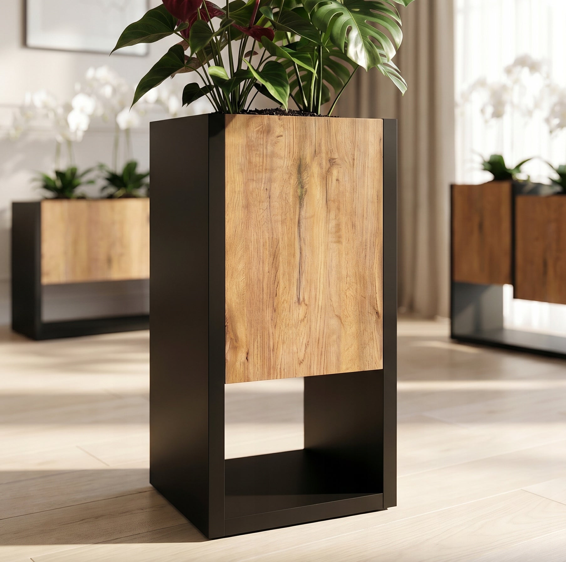 Flowerbed Standing Wooden Flower Stand loft Oak Lancelot 45cm Manufacturer code KWIETNIK_KARO_A_LANCELOT