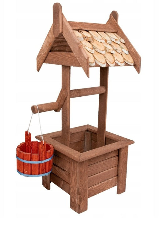Flowerbed Wooden Well Ornament Decoration for Garden Packaging status original