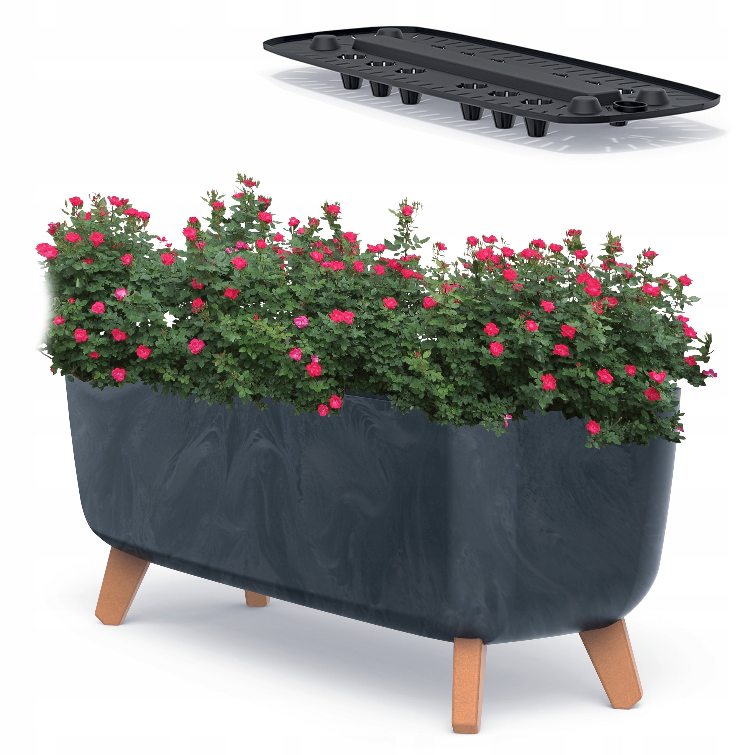 Flowerpot on legs FLOWER BOX anthracite IRRIGATION system