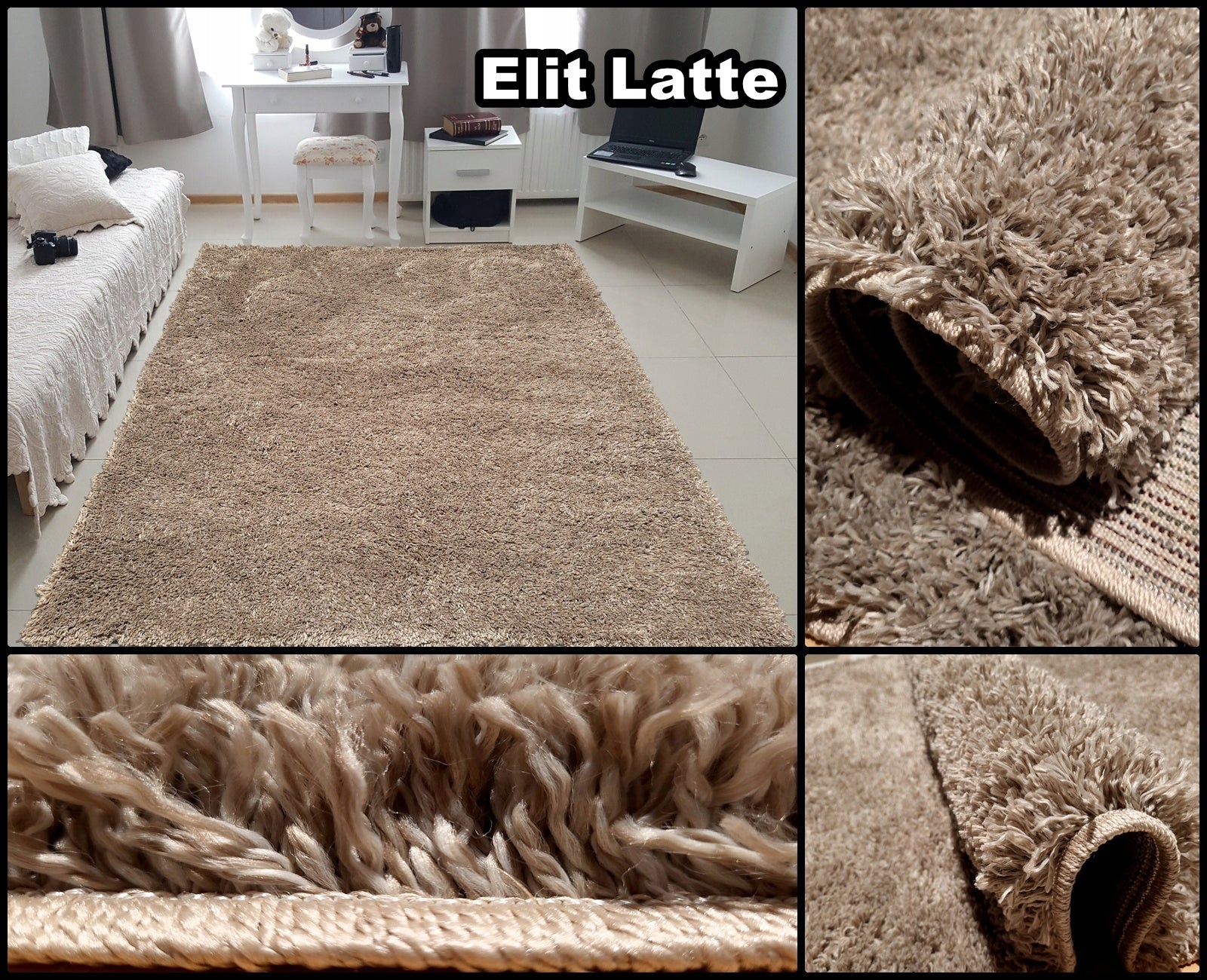 Fluffy Woven Shaggy Rug Royal Elit ~200x300 Mix colors- Beige Brown Grey Brand Elit