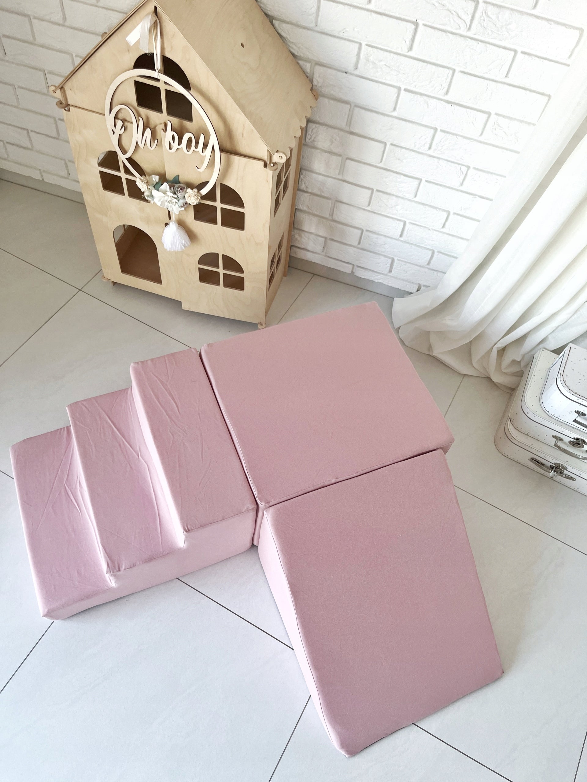 Foam 3 piece square toys MONIO- Powder pink Kid's age 12＋ months