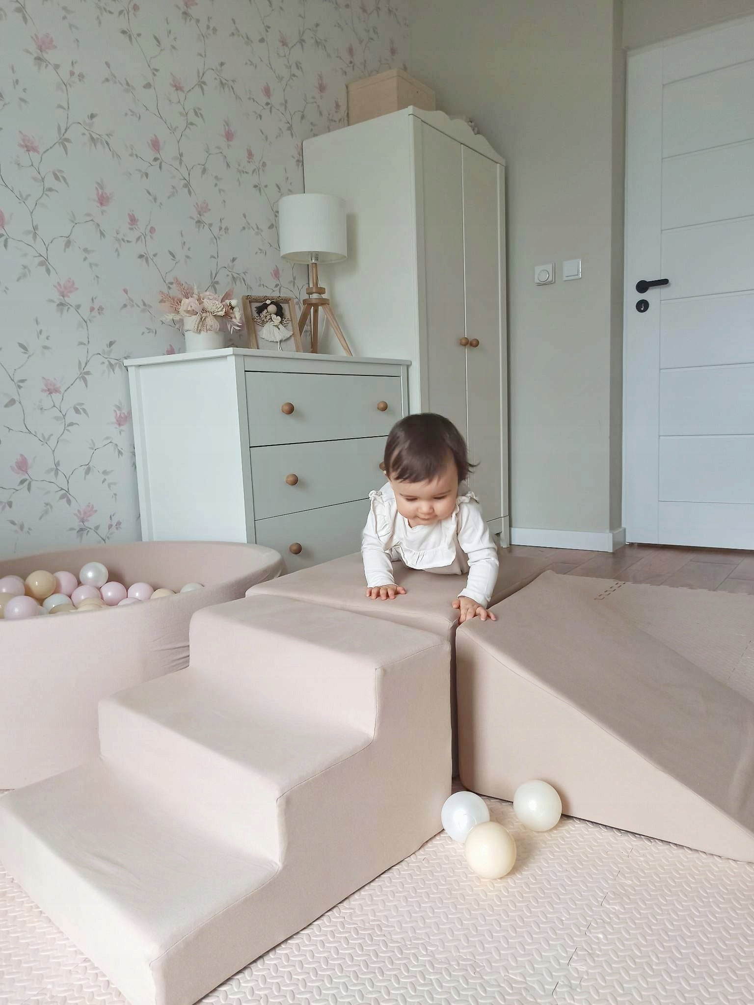 Foam 3 piece square toys MONIO- Powder pink Product width 45 cm