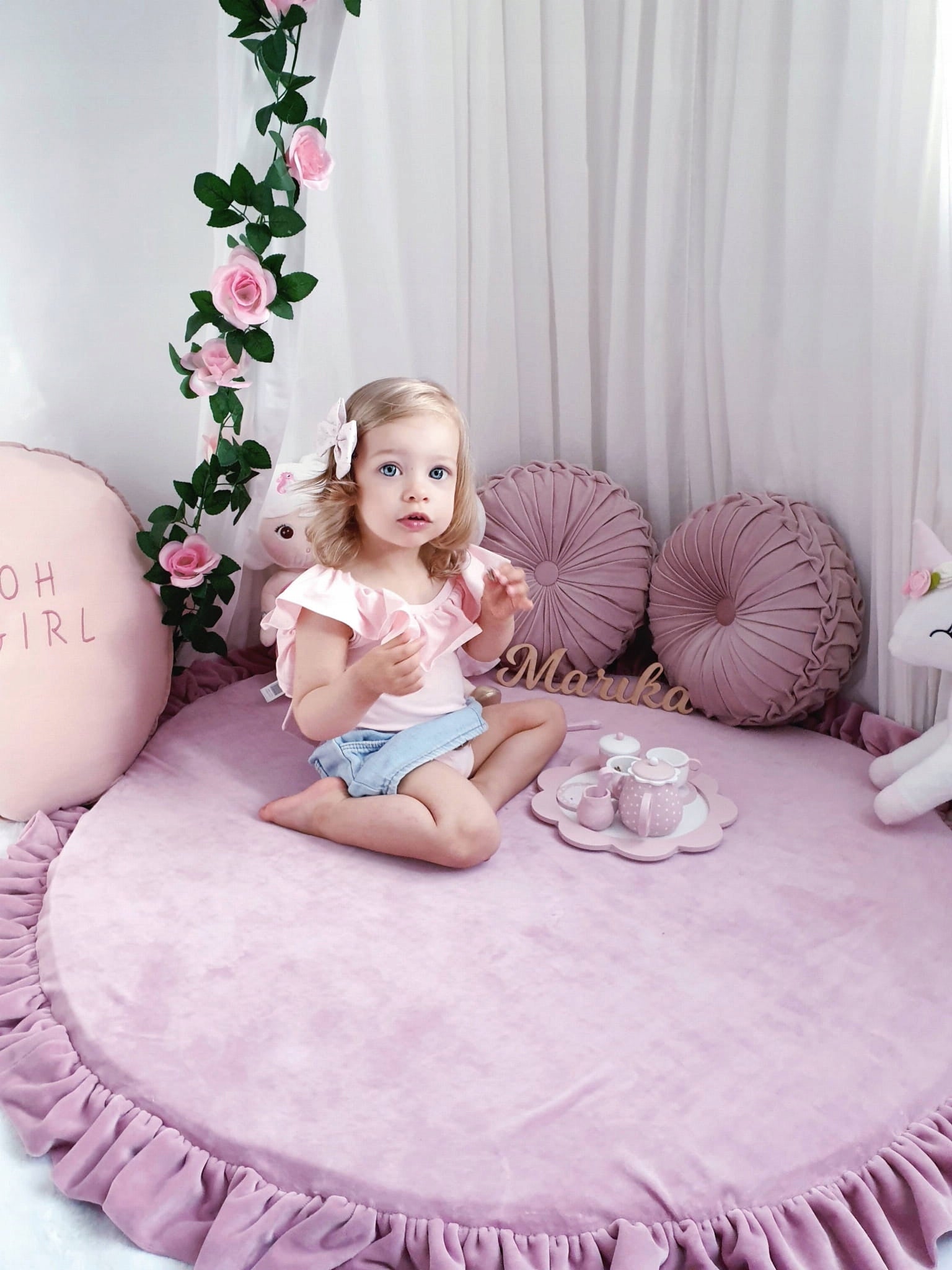 Foam Play Mat Round 100 cm / 3 cm MIMII for children Beige Character/Title none