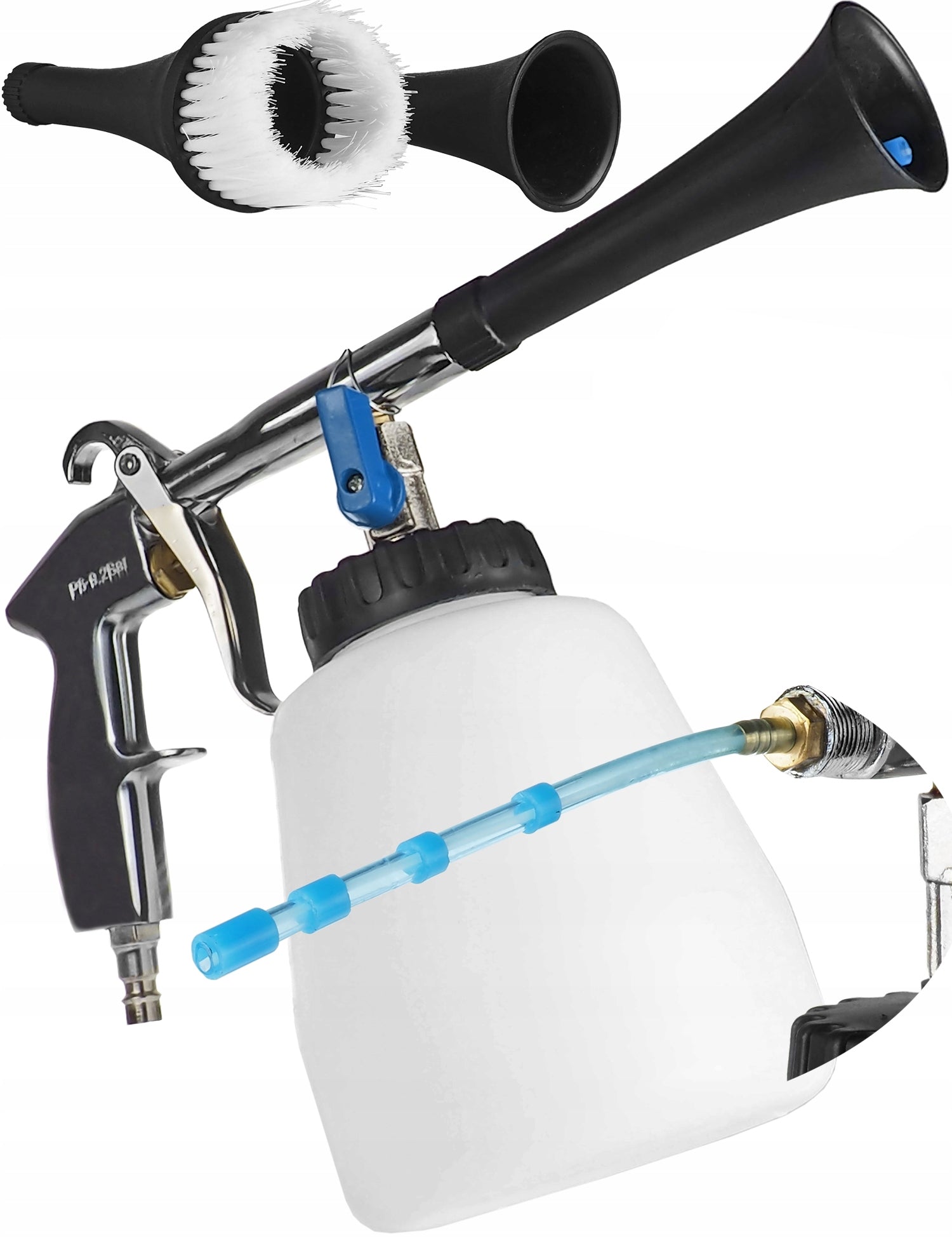 Foaming gun for washing pneumatic upholstery for compressor