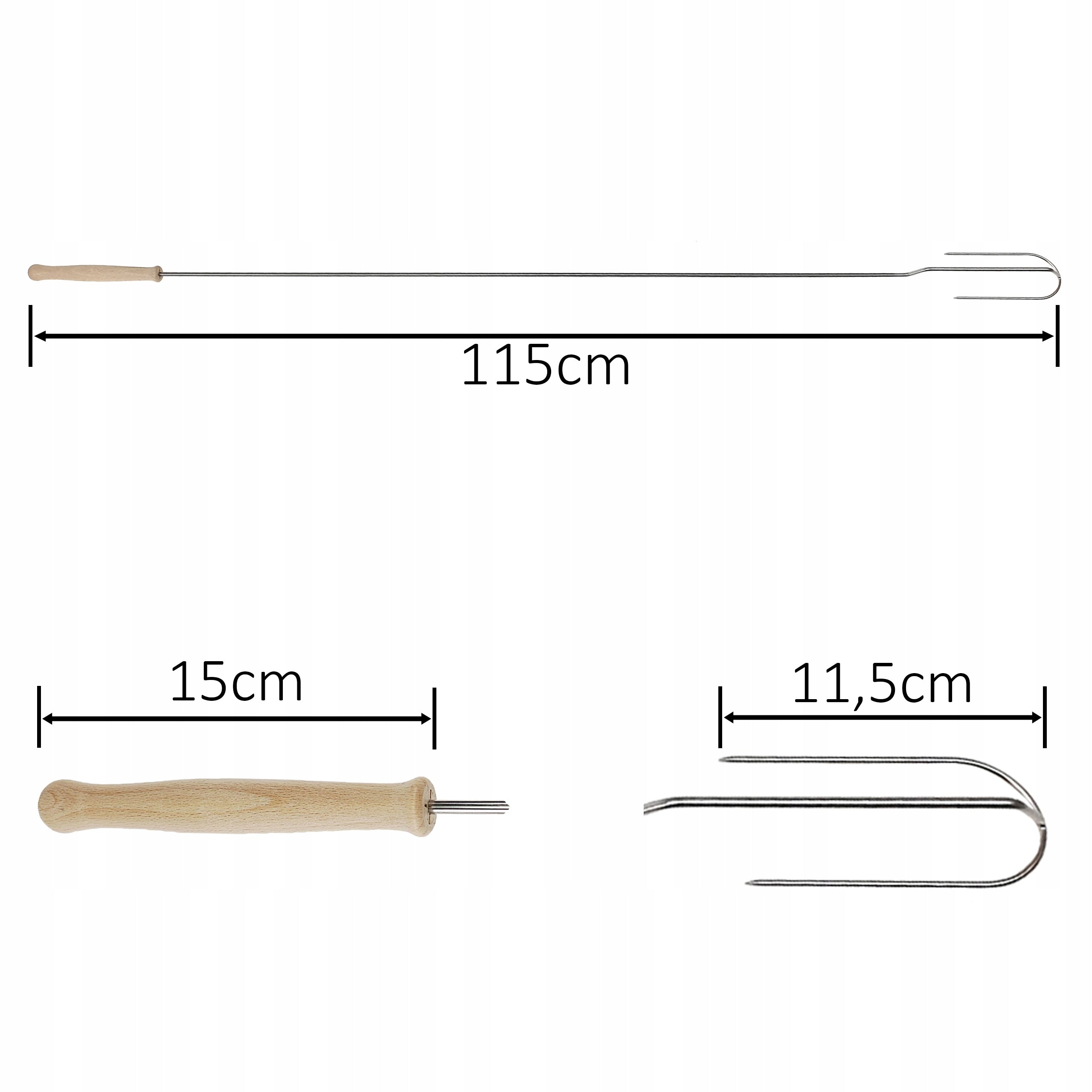 Focal sticks for stainless sausages LUX 115cm forks PREMIUM INOX Manufacturer J.A. Stallux