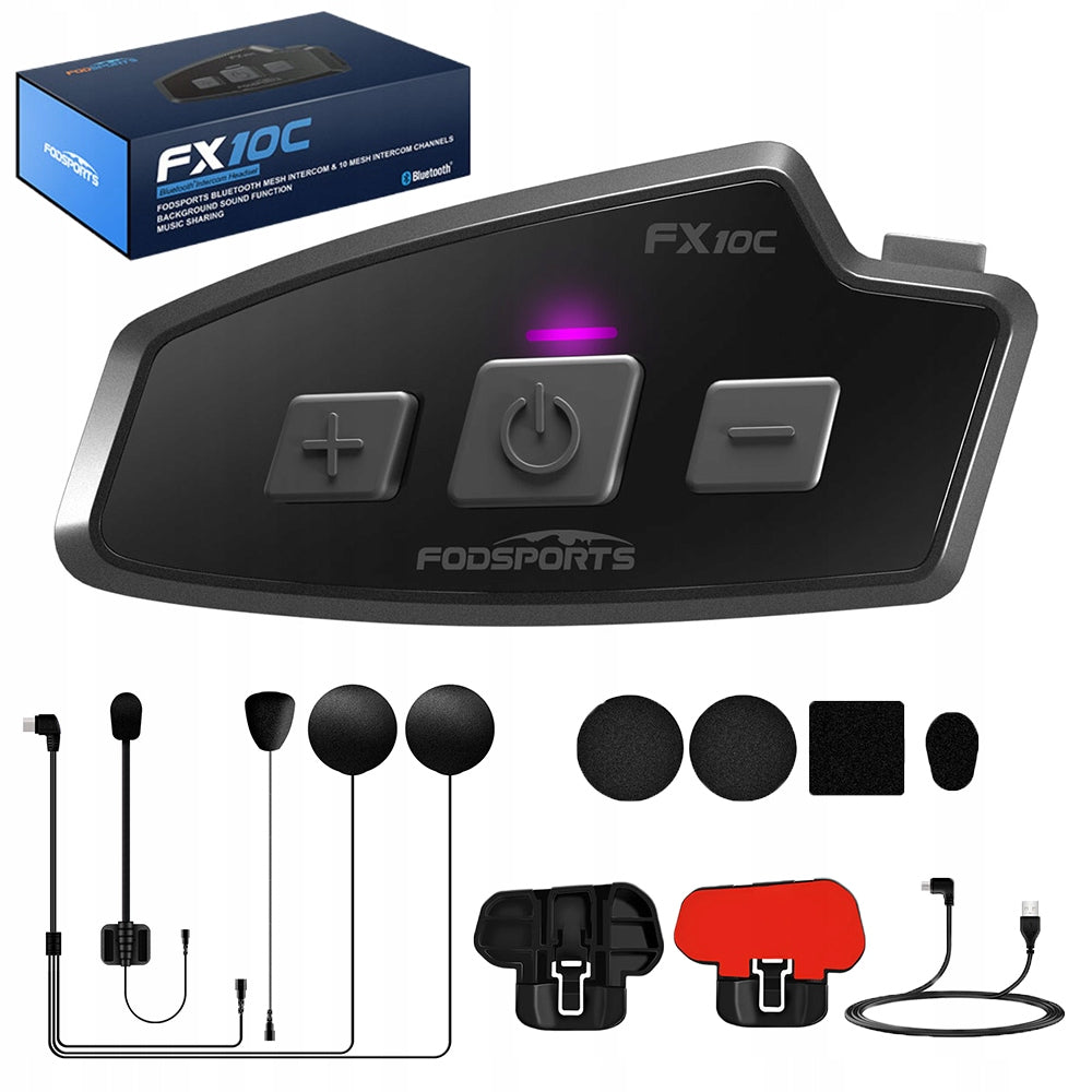 Fodsports FX10C Intercom with mesh 1000m FM Radio music share