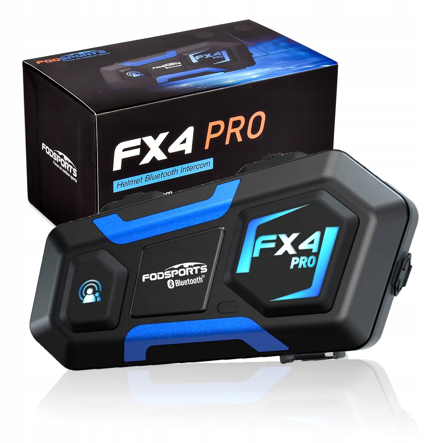 Fodsports FX4 Pro Motorcycle Intercom BT5.0+4 Rider+1000m+FM +Micro-5P USB Packaging status original