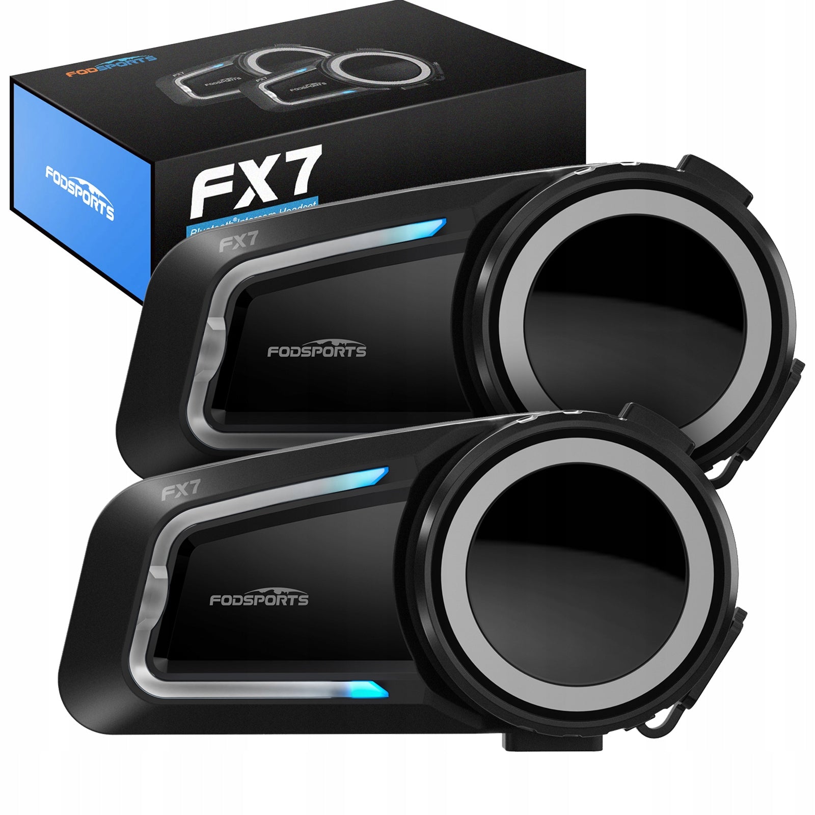 Fodsports FX7 Mesh System INTERCOM BT 5.4 FOR 10 MOTORCYCLISTS DUAL CORE+FM