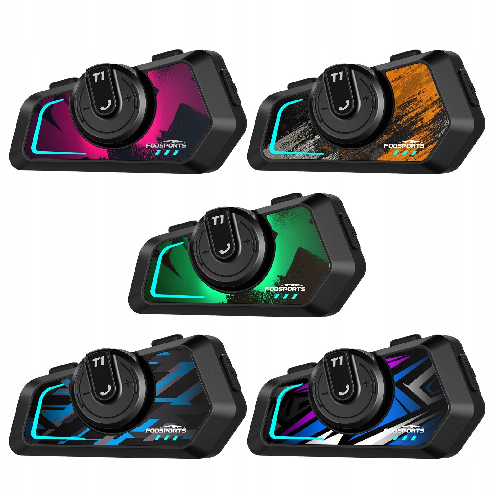 Fodsports T1 Helmet Headset 2-Way Motorcycle Intercom,BT5.4,with 5 Stickers Model T1