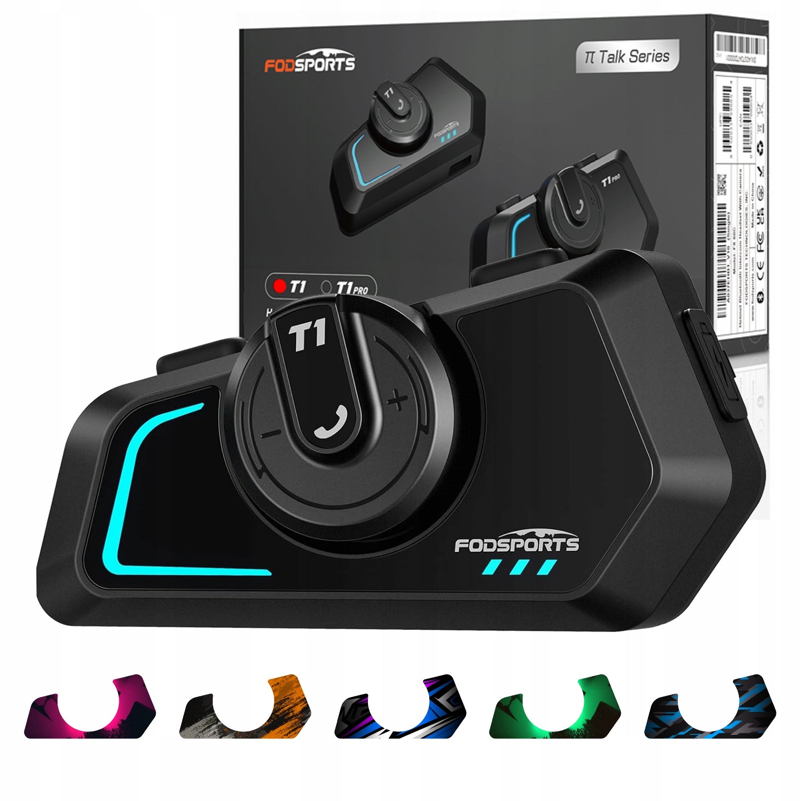 Fodsports T1 Helmet Headset 2-Way Motorcycle Intercom,BT5.4,with 5 Stickers