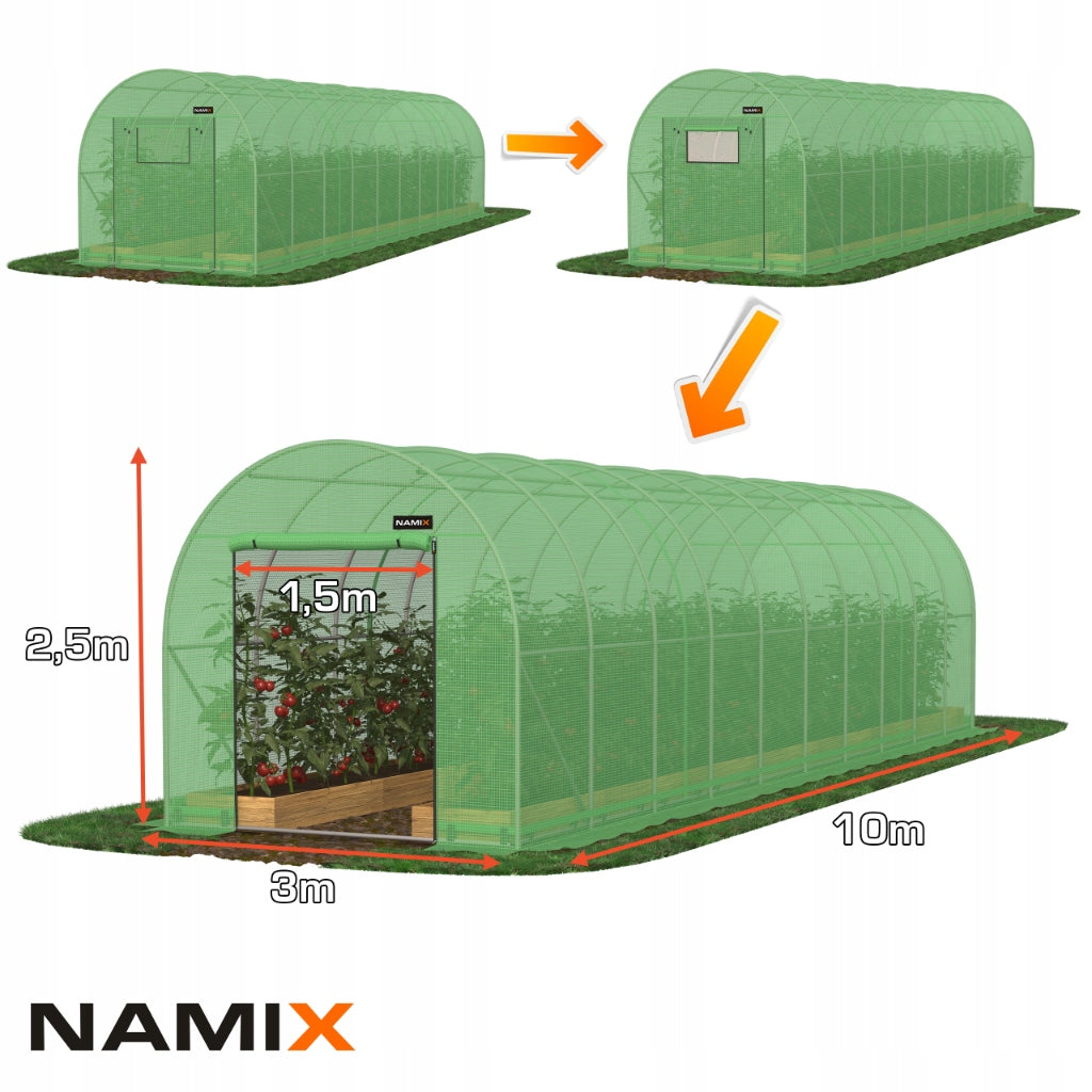 Foil tunnel greenhouse 3x10 m 30m² height 2,5m EAN (GTIN) 5906063845440