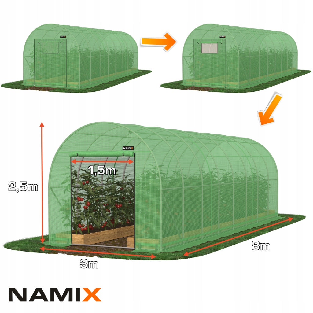 Foil tunnel greenhouse 3x8 m 24m² height 2,5m EAN (GTIN) 5906063845433