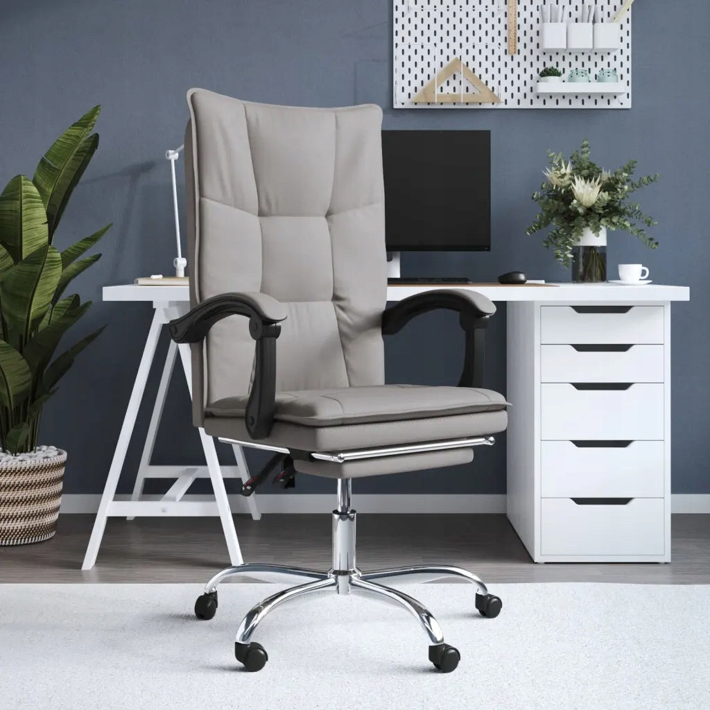 Fold-out office chair, taupe color, fabric upholstered