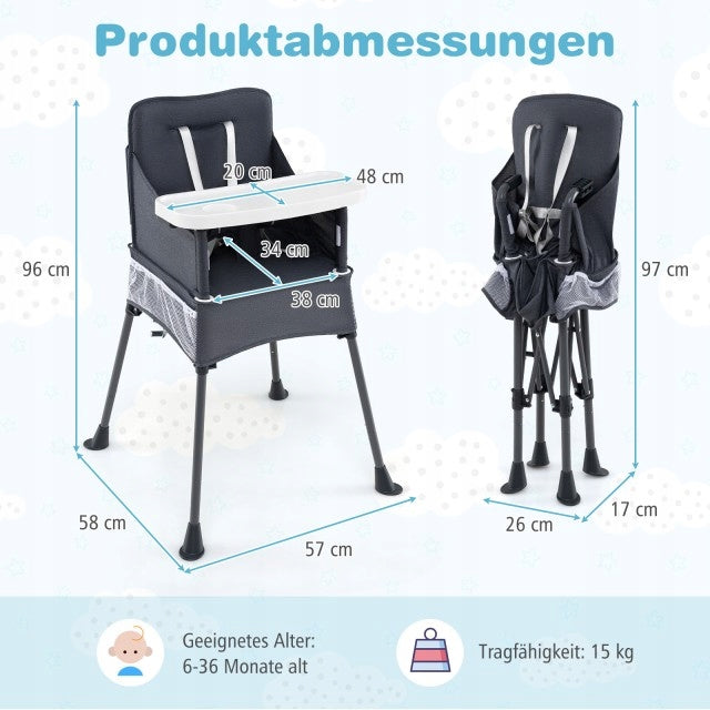 Foldable Baby High Chair with Tray and Carry Bag Brand Costway