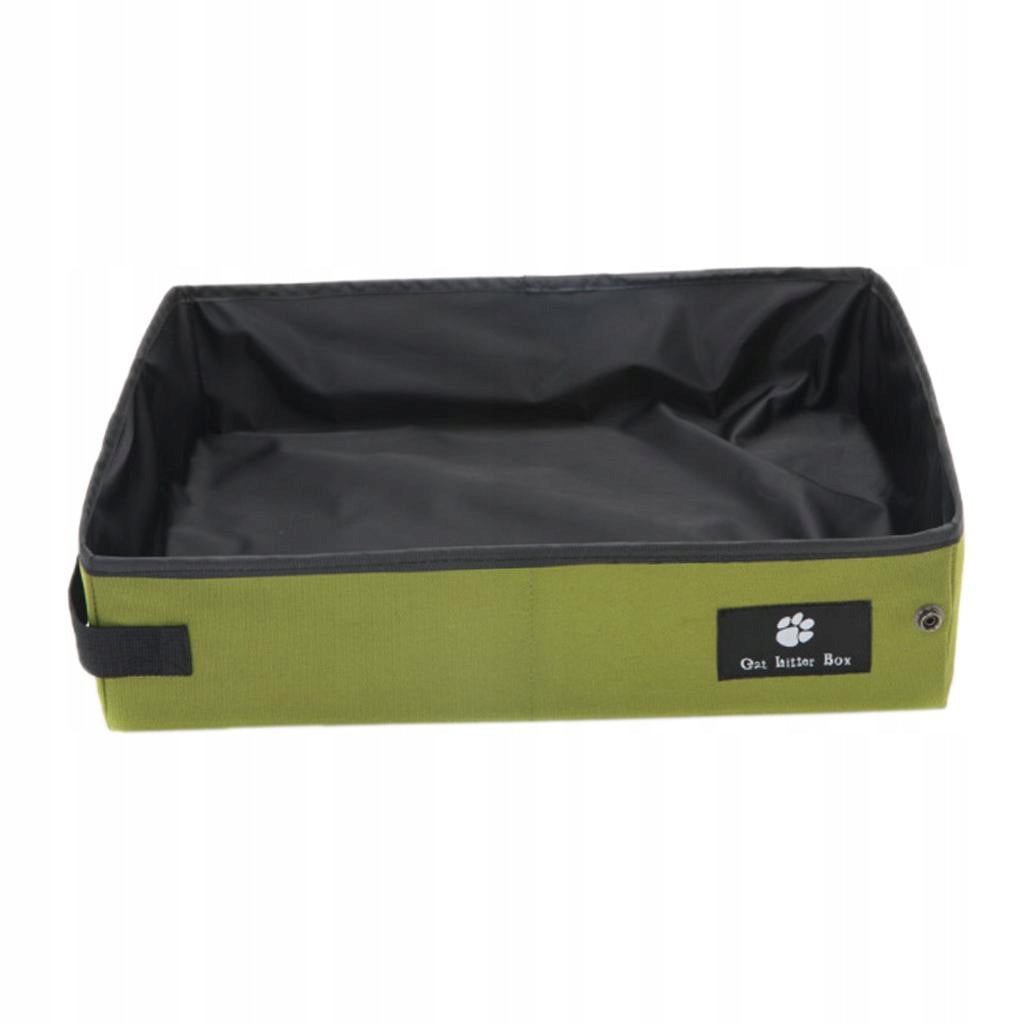 Foldable Cat Litter Box Portable Waterproof Oxford Litter Green L