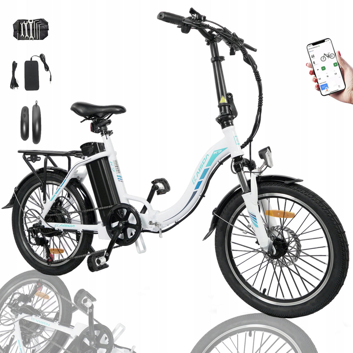 Foldable City Electric Vehicles KAISDA-K7 350W 12AH 28km/h 65KM 20*1.95"APP