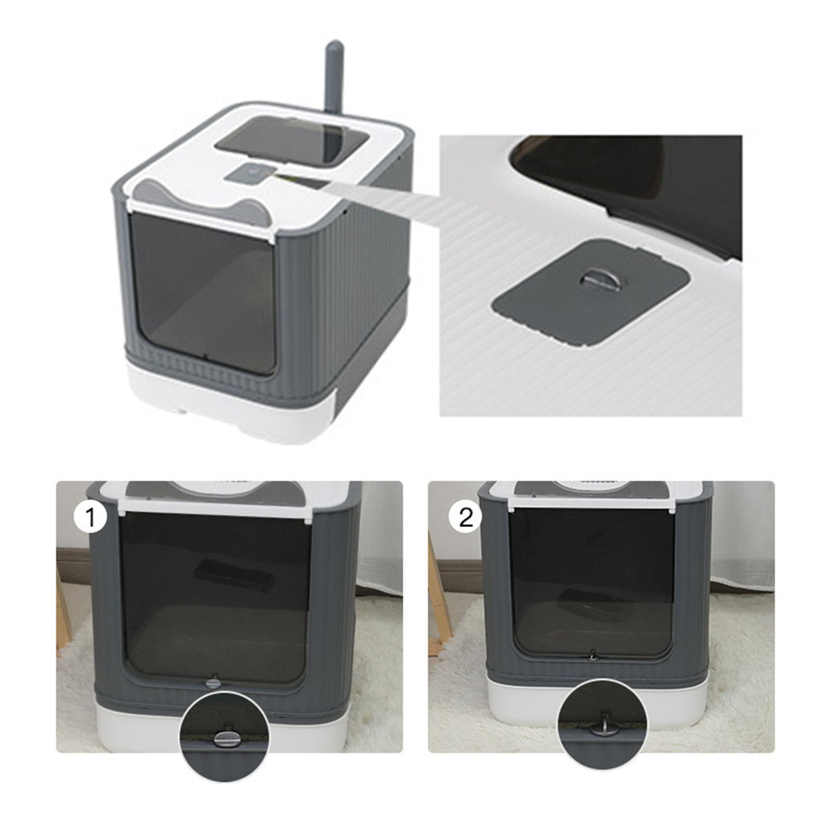 Foldable Enclosed Cat Litter Box 44.5x34.5x36cm Multifunctional Cat White Manufacturer code 09664069199