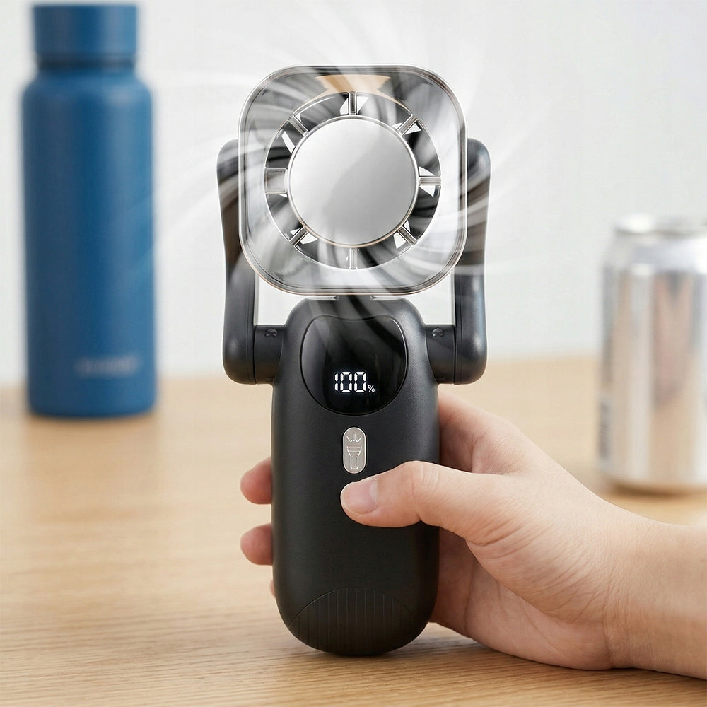 Foldable Fan for Travel, Handheld Fan 4000 MAh Charging Type C Functions tilt angle adjustment air purification