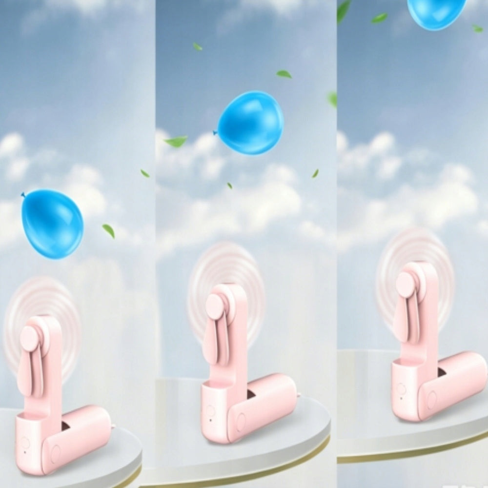 Foldable Fan with Power Bank 3 Speed Modes Low Noise ABS Material Pink Dominant color pink