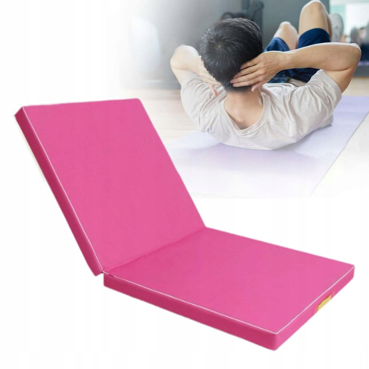 Foldable Gymnastics Mat, Muscle Training, Foldable Stretch Mat, Pink
