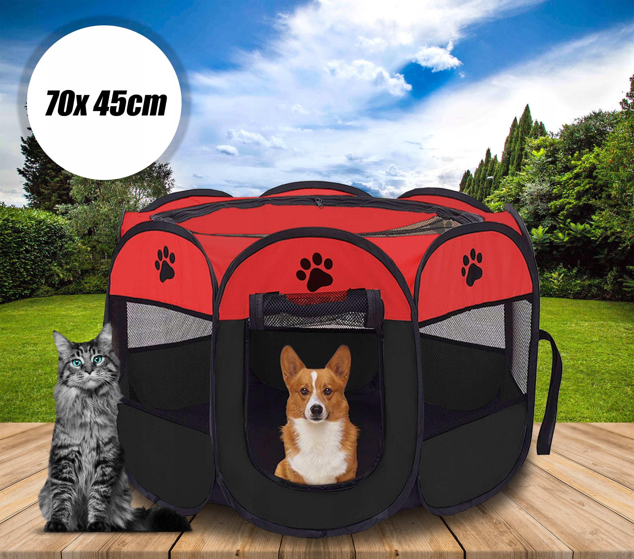 Foldable Lightweight Playpen Dog Bed Cat Travel With Mesh Length 70 cm