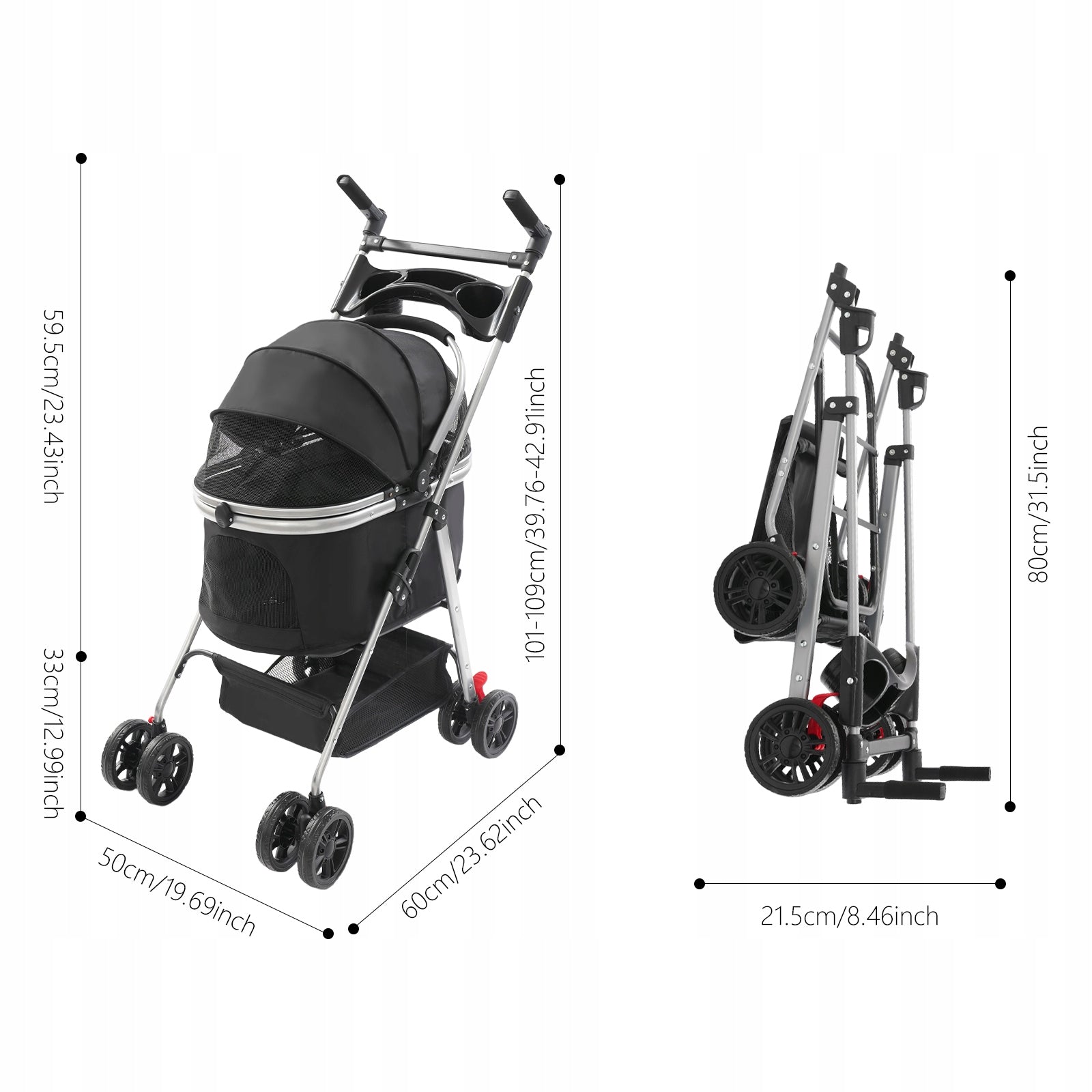 Foldable Pet Trolley Foldable Multifunction Pet Stroller for Cat& Dog Packaging status original