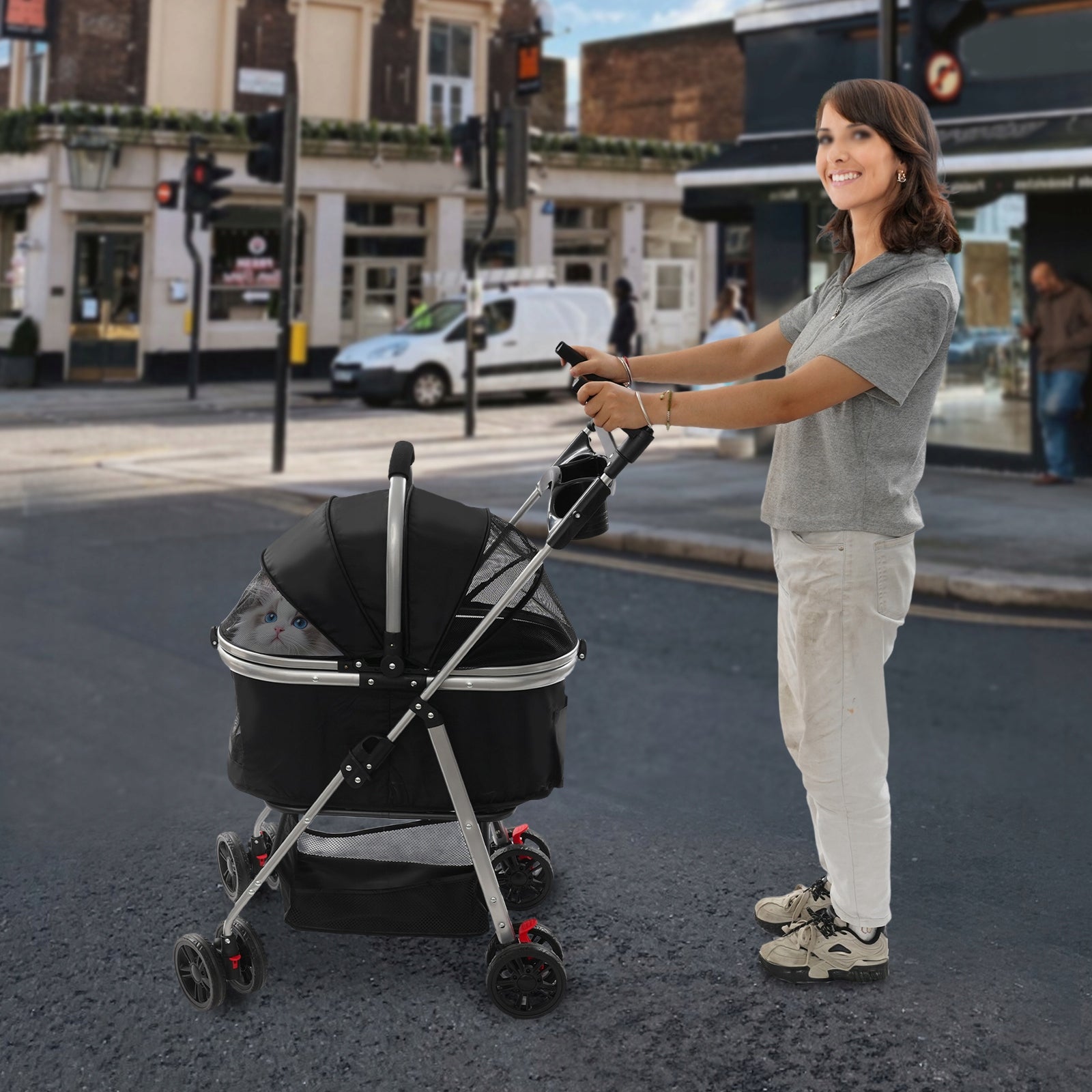 Foldable Pet Trolley Foldable Multifunction Pet Stroller for Cat& Dog Trade name Foldable Pet Trolley
