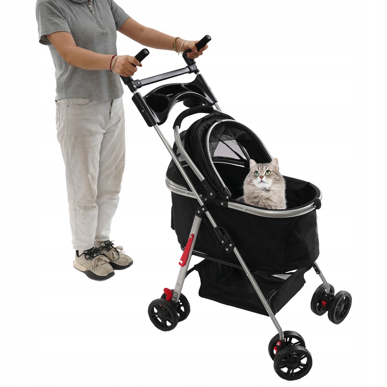 Foldable Pet Trolley Foldable Multifunction Pet Stroller for Cat& Dog