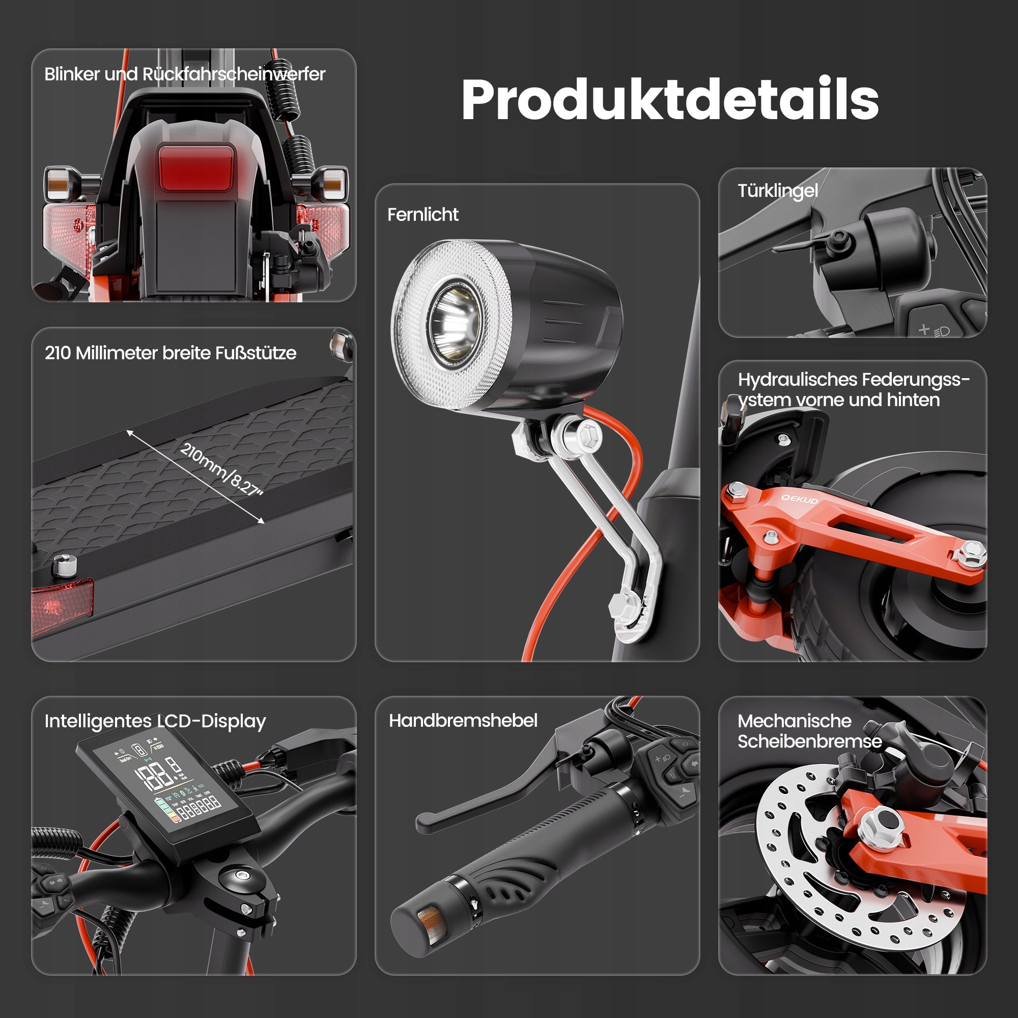 Foldable Qekud T6E Pro ABE Scooter, 20km/h Max Speed Meets EU Traffic Rules Model T6E PRO ABE dla dorosłych 1600W 90KM 26AH 10"