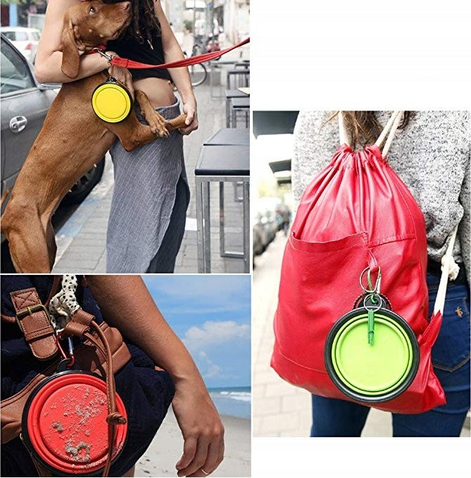 Foldable Silicone Dog Hiking Bowl 0,65L Green Capacity 0.65 l
