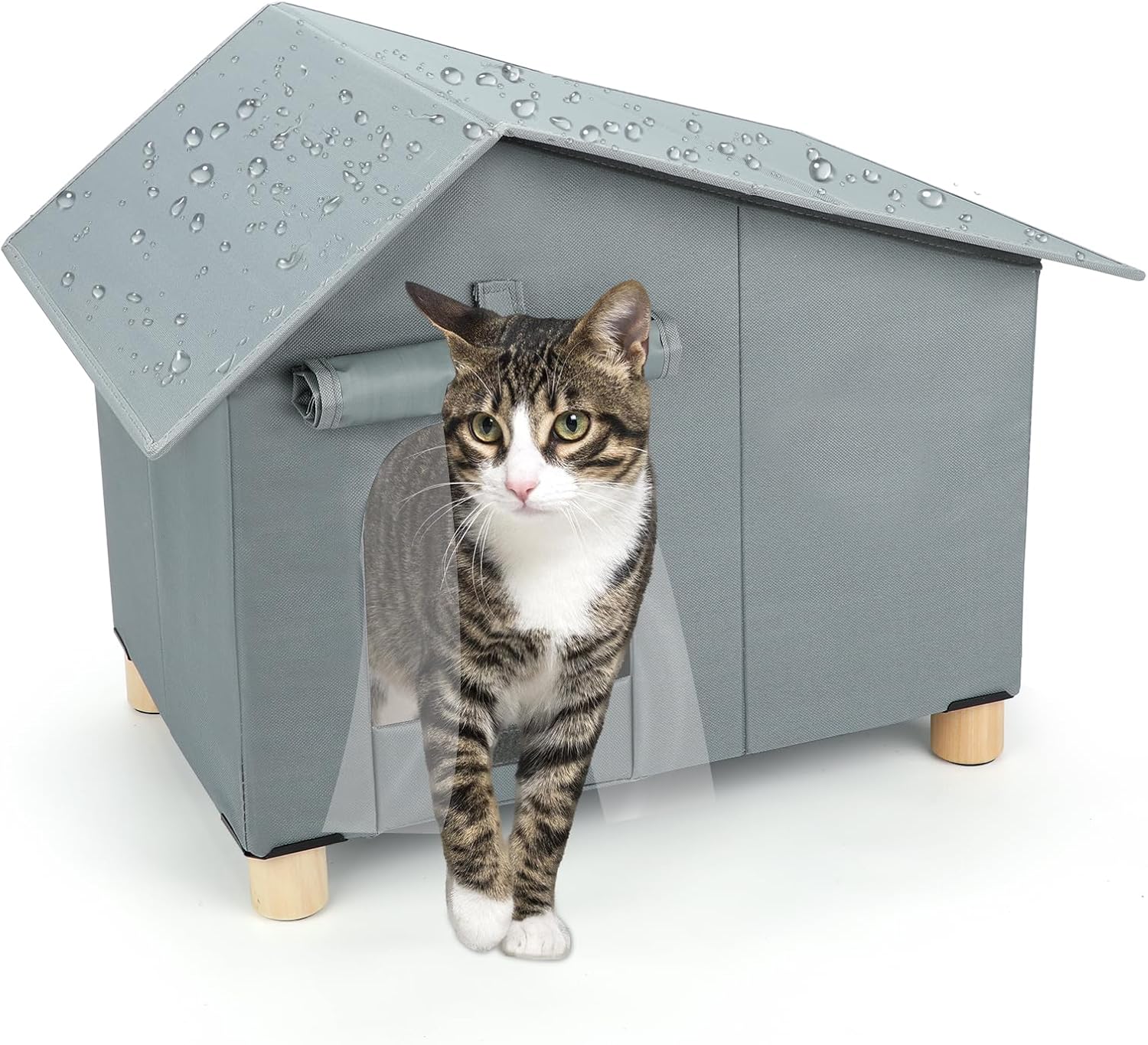 Foldable Waterproof Outdoor Cat House with Soft Mat