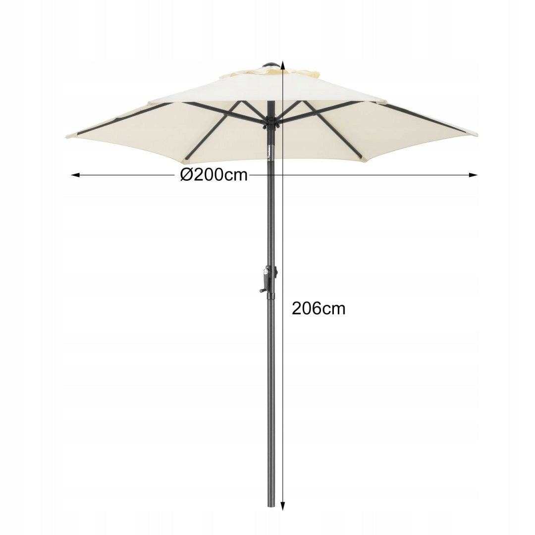 Folding Balcony Garden Umbrella Adjustable 200cm Beige 50UV Bauerkraf Diameter/width 200 cm