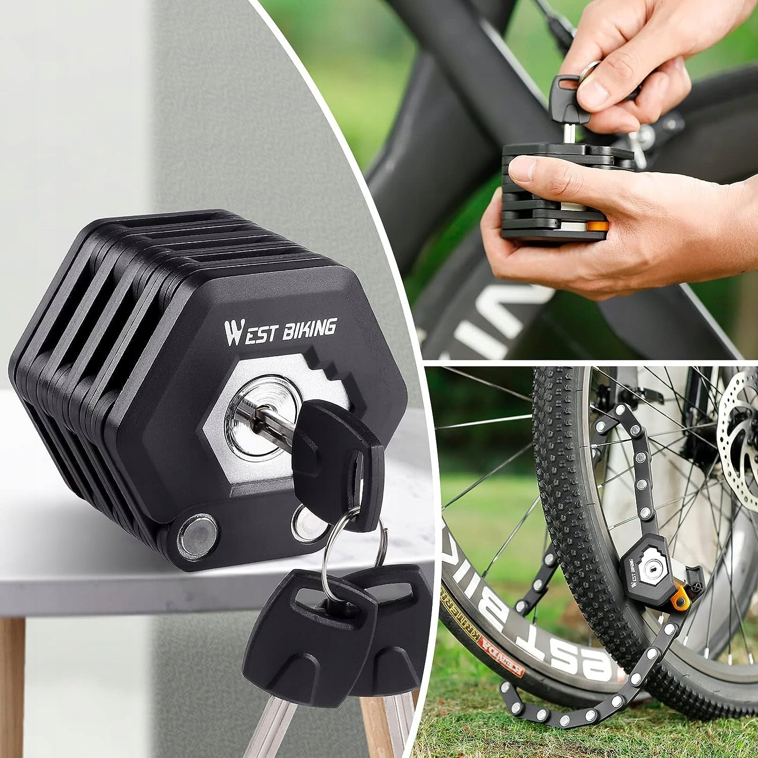 Folding Bicycle Lock Included 3 Road Mountain Bike Keys Packaging status original