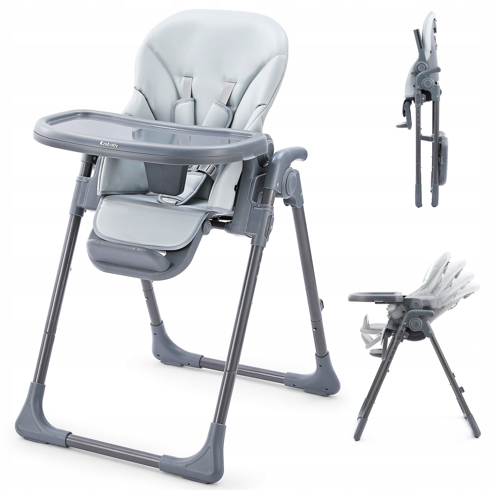 Folding Children's High Chair, 6 Heights, Adjustable Backrest, (Grey) EAN (GTIN) 0709544679634