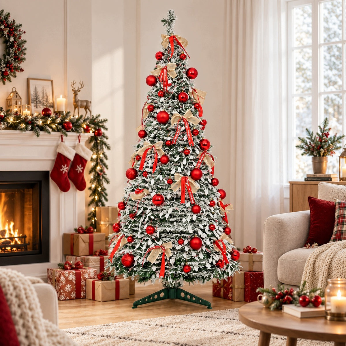 Folding Christmas tree with USB lights red fruit 120 cm 80 LED