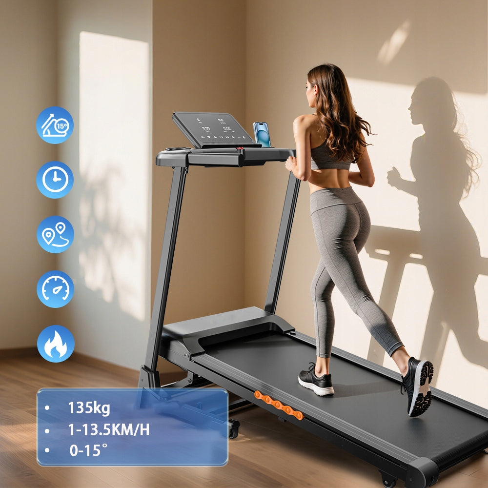 Folding ELECTRIC HOME TREADMILL Large Quiet Auto 15° 13.5KM/H Touch Model other