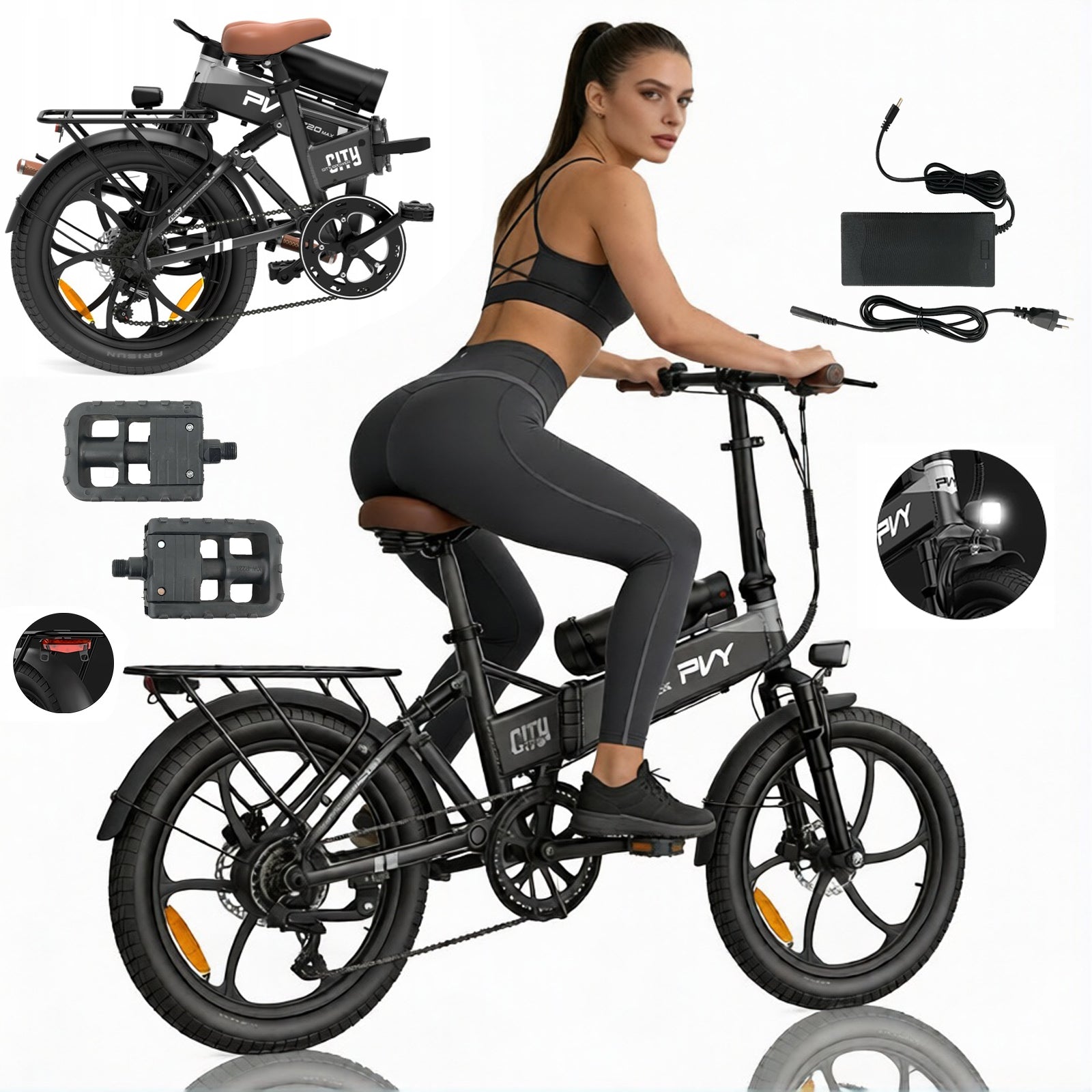 Folding Electric Bike PVY Z20 MAX 250W 36V 25,6Ah 25KM/H 200KM 20" EU