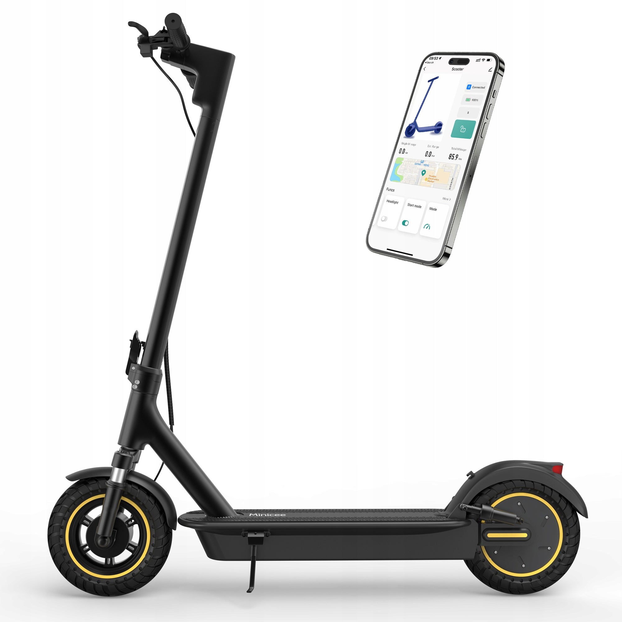Folding Electric Scooter 1000W 14.5Ah 45km 10cali APP MINICEE ESMAX