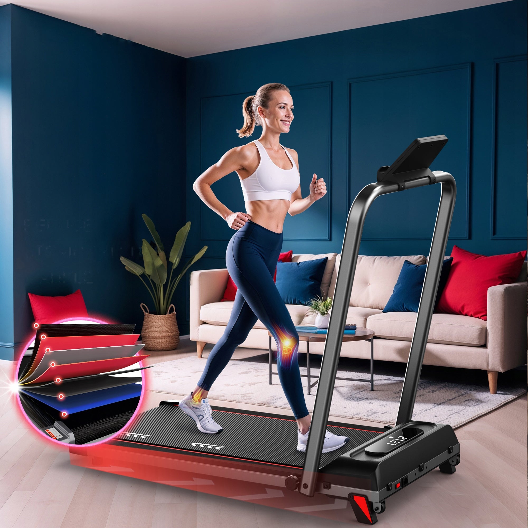 Folding Electric Treadmill 100kg 10km/h + Remote Control Maximum user weight 100 kg