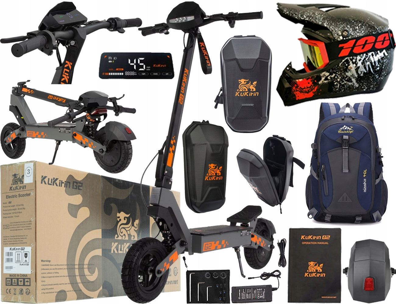 Folding Electric Vehicle KuKirin G2 800W 48V 15Ah 45KM/H 10” + Gift