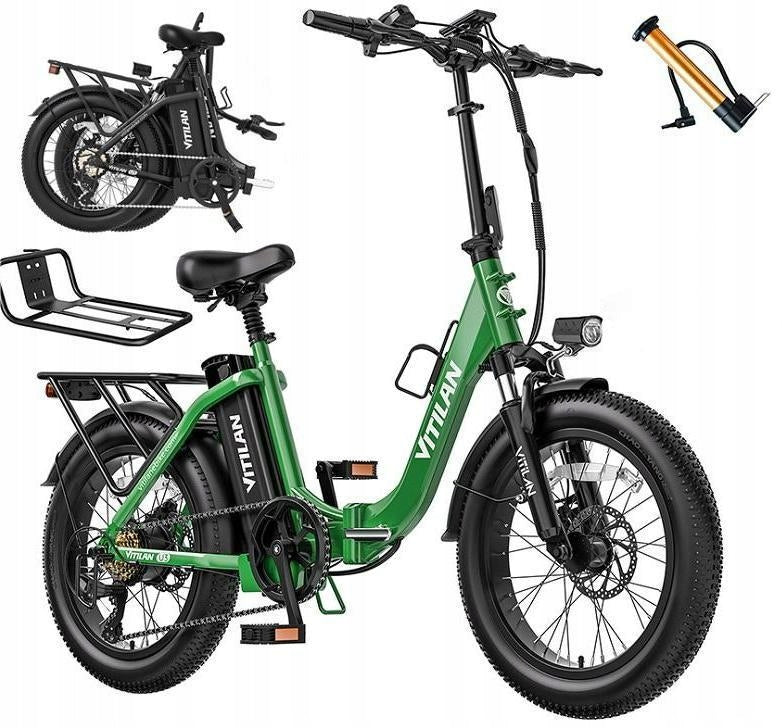 Folding Electric Vehicle VITILAN U3 750W 48V 13AH 45KM/H 20“ green PL Packaging status original