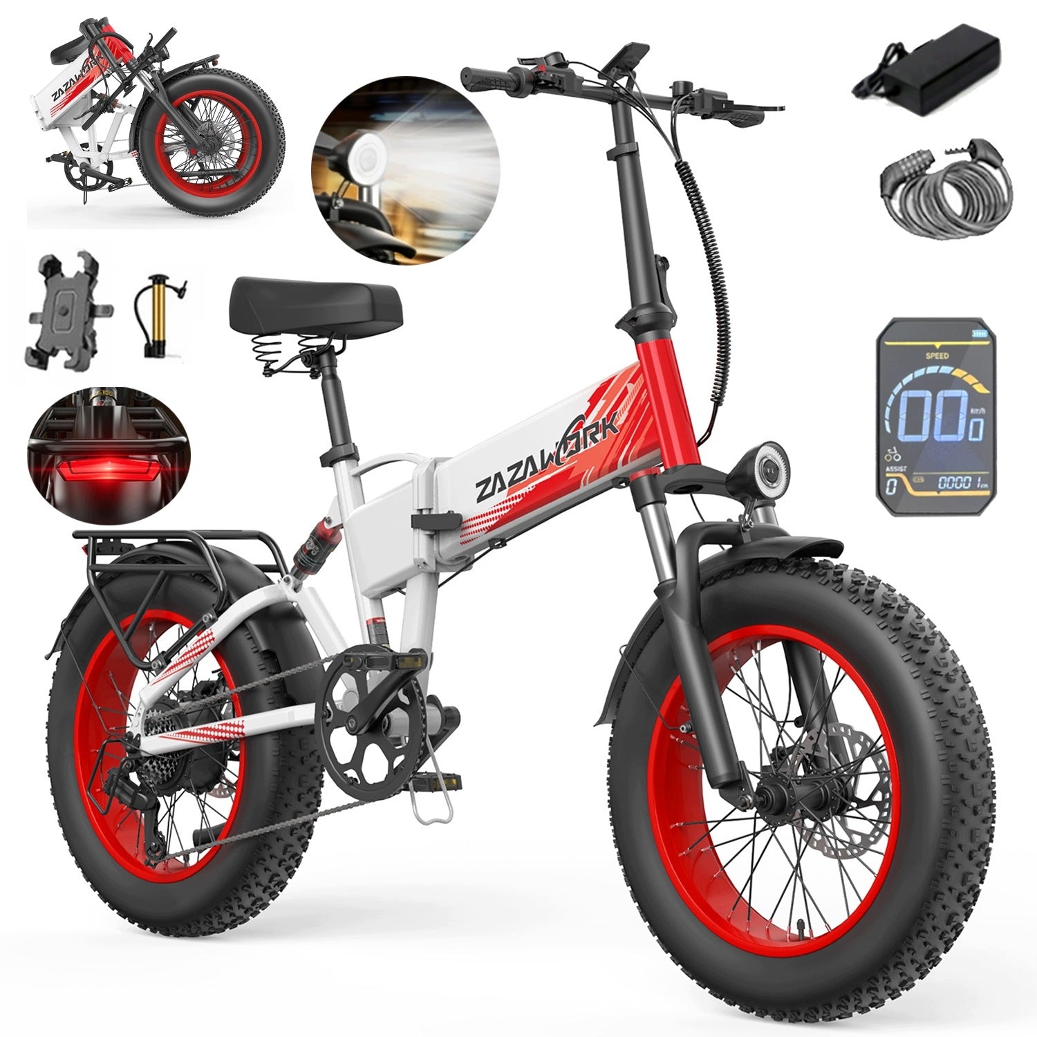 Folding Electric Vehicles ZAZAWORK CF1000 48V20Ah 1500W 45km/h 120km 20" Brand ZAZAWORK