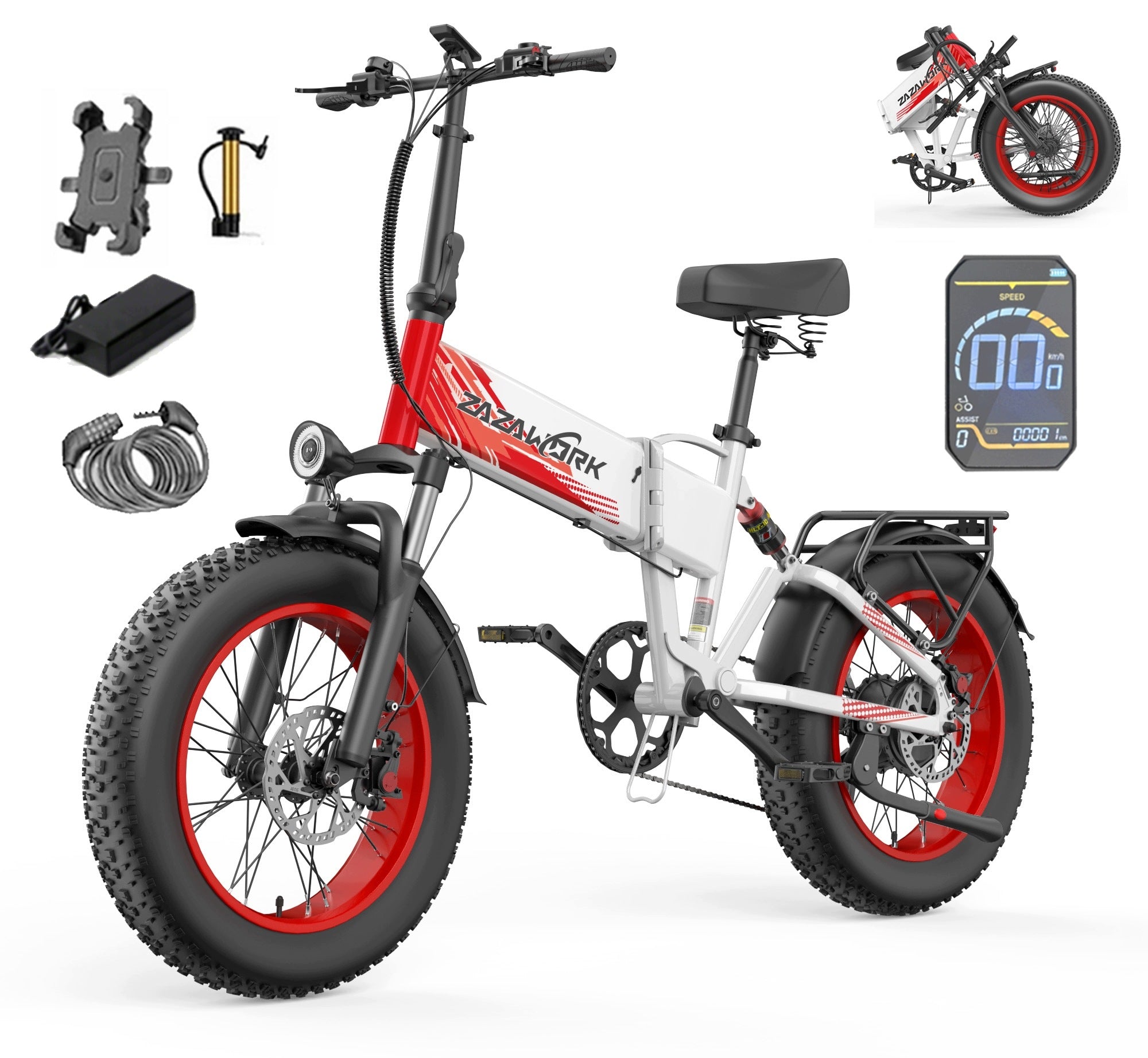 Folding Electric Vehicles ZAZAWORK CF1000 48V20Ah 1500W 45km/h 120km 20" Manufacturer code ZAZAWORK CF1000